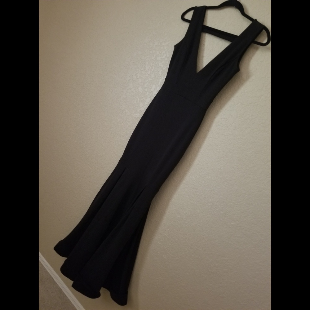 An elegant long black dress